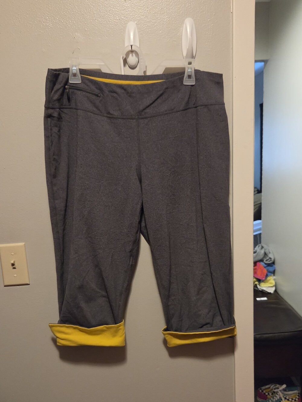 Jockey Gray and Yellow Cropped Athletic Pants